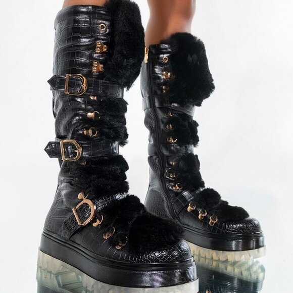 AZALEA WANG FLATFORM SNOW DAYS  BOOT IN BLACK - Picture 1 of 7